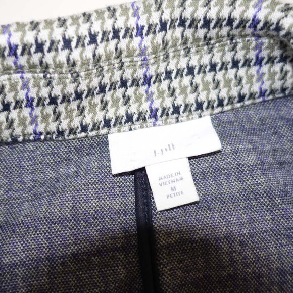J. Jill Women's Houndstooth 2 Button Blazer Jacket Petite Medium Cotton PM - Picture 4 of 8